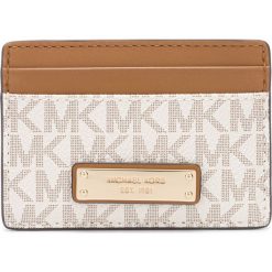 Michael Kors Jet Set Etui na karty Biały Brązowy. Pomarańczowe portfele damskie Michael Kors, bez wzorów, z materiału. Za 219,95 zł.