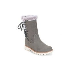 Kozaki Rieker -. Czarne buty zimowe damskie marki Rieker, z materiału. Za 350,10 zł.
