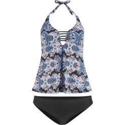 Tankini (2 części) bonprix czarny z nadrukiem. Czarne stroje kąpielowe damskie bonprix, z nadrukiem. Za 99,99 zł.