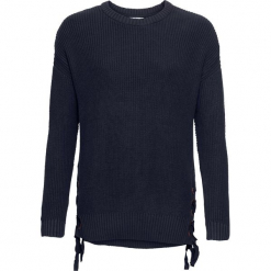 Sweter ze sznurowaniem bonprix ciemnoniebieski. Niebieskie swetry klasyczne damskie bonprix, ze sznurowanym dekoltem. Za 89,99 zł.