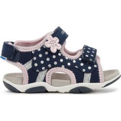 Geox - Sandały dziecięce. Niebieskie sandały dziewczęce Geox, z gumy, bez zapięcia. Za 219,90 zł.