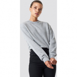 NA-KD Basic Bluza basic - Grey. Szare bluzy damskie NA-KD Basic, prążkowane. Za 100,95 zł.