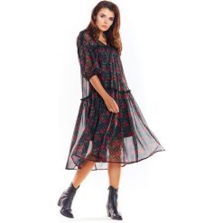 Sukienka szyfonowa w kwiaty - l/xl. Sukienki damskie e-margeritka.pl, s, w kwiaty, z poliesteru, z krótkim rękawem, krótkie, bez kaptura. Za 209,99 zł.