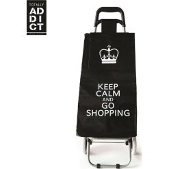 Shopper bag damskie: Wózek zakupowy w kolorze czarnym – 35,5 x 95 x 32,5 cm