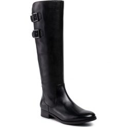 Oficerki CLARKS - Netley Ride 261434994 Black Leather. Czarne kozaki damskie Clarks, ze skóry, przed kolano, na wysokim obcasie, na obcasie, bez zapięcia. W wyprzedaży za 409,00 zł.