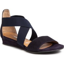 Sandały TAMARIS - 1-28138-24 Navy Uni 850. Niebieskie klapki damskie Tamaris, bez wzorów, ze skóry, bez obcasa, na obcasie. Za 199,00 zł.