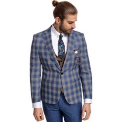 Marynarka UBERTO GGGS900378. Niebieskie marynarki garniturowe męskie Giacomo Conti, m, bez wzorów, z tkaniny, eleganckie. Za 649,00 zł.