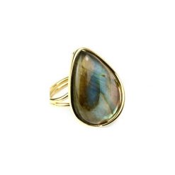 InspiRING Labradoryt Łezka złoto. Zielone pierścionki damskie Brazi druse jewelry, z labradorytem, złote. Za 395,00 zł.