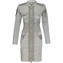 Sukienka AERONAUTICA MILITARE Szary. Szare sukienki damskie marki Aeronautica Militare, z aplikacjami, militarne, ze stójką, z długim rękawem, długie. W wyprzedaży za 816,00 zł.