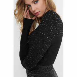 Dopasowany sweter z koralikami. Czarne swetry rozpinane damskie Orsay, xs, z dzianiny. Za 89,99 zł.