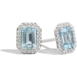 Kolczyki damskie: Białe Złoto Kolczyki – złoto białe 750, Aquamarine…
