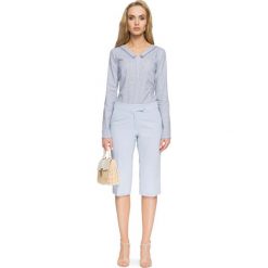 Wzorzysta Bluzka z Koszulowym Podwójnym Kołnierzykiem - Model 3. Brązowe bluzki damskie marki Molly.pl, s, z elastanu, eleganckie, z podwójnym kołnierzykiem. Za 108,90 zł.