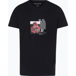 Review - T-shirt męski, niebieski. Niebieskie t-shirty męskie Review, m, z nadrukiem, z bawełny, eleganckie, bez kołnierzyka. Za 49,95 zł.
