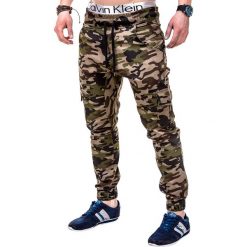 SPODNIE MĘSKIE JOGGERY P257 - BRĄZOWE. Brązowe joggery męskie Ombre Clothing, moro, z bawełny. Za 59,00 zł.