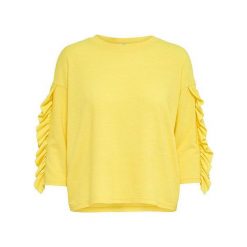 Only Panie Sweter Wiosna Ida 3/4 Ruffle Pullover Knt Złoty Kiwi (Rozmiar S). Żółte swetry damskie marki ONLY, na lato, s, bez wzorów, bez rękawów, bez kaptura. W wyprzedaży za 45,00 zł.