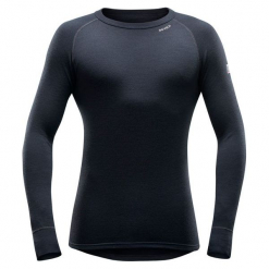 Devold męska koszulka Expedition Man Shirt, Black, L. Czarne koszulki męskie termoaktywne Devold, m, bez wzorów, z wełny, z długim rękawem. Za 299,00 zł.