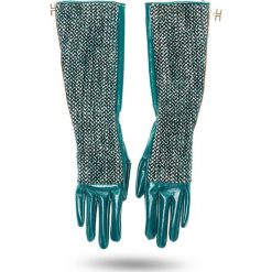 RĘKAWICZKI ELISABETTA FRANCHI. Zielone rękawiczki damskie Elisabetta Franchi, bez wzorów, z tkaniny. Za 799,00 zł.