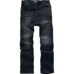 Rock Rebel by EMP Chris Jeansy czarny. Czarne spodnie męskie Rock Rebel by EMP, na imprezę, z aplikacjami, z jeansu, rockowe, długie. Za 62,90 zł.