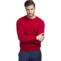Sweter EDMONDO SWTR000212. Czerwone swetry męskie marki Giacomo Conti, na zimę, m, bez wzorów, z bawełny, bez kołnierzyka, bez kaptura. Za 149,00 zł.