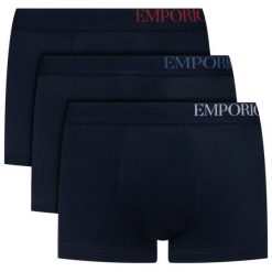 Komplet 3 par bokserek Emporio Armani Underwear 111357 CS713 40035. Niebieskie bokserki męskie Emporio Armani Underwear, bez wzorów, z elastanu. W wyprzedaży za 149,00 zł.