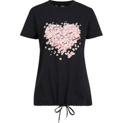 Shirt sportowy, krótki rękaw bonprix czarny z nadrukiem. Czarne bluzki sportowe damskie bonprix, z nadrukiem, bez kołnierzyka, z krótkim rękawem, krótkie, bez kaptura. Za 49,99 zł.