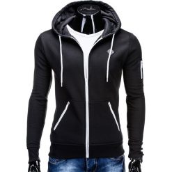 Bejsbolówki męskie: BLUZA MĘSKA ROZPINANA Z KAPTUREM B554 – CZARNA
