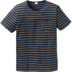 T-shirty męskie: T-shirt w paski Regular Fit bonprix ciemnoniebiesko-koniakowy
