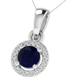 Srebrny naszyjnik z diamentami i syntetycznym szafirem - dł. 43 cm. Szare naszyjniki damskie marki Diamant Vendôme, z szafirem, srebrne. W wyprzedaży za 300,95 zł.