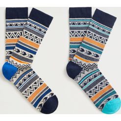 Mango Man - Skarpety NAVAJOC (2-pack). Niebieskie skarpetki męskie Mango Man, bez wzorów, z elastanu. Za 49,90 zł.