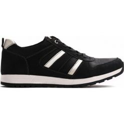 Buty sportowe męskie: Czarne Skórzane Buty Sportowe David