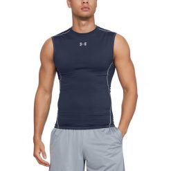 Under Armour Armour Compression Podkoszulek Niebieski. Niebieskie podkoszulki męskie Under Armour, m, z nadrukiem, z elastanu, bez rękawów. Za 137,95 zł.