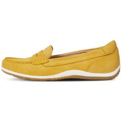 Geox Mokasyny Damskie Vega Moc 38 Żółty. Żółte mokasyny damskie Geox, z zamszu. W wyprzedaży za 335,00 zł.