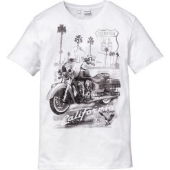 T-shirt z nadrukiem Regular Fit bonprix biały. Białe koszulki męskie bonprix, s, z nadrukiem, bez kołnierzyka. Za 37,99 zł.