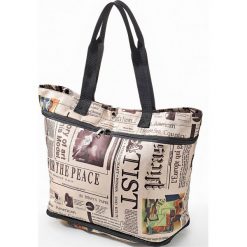 Shopper bag damskie: Torba shopper na kółkach bonprix beżowy z nadrukiem