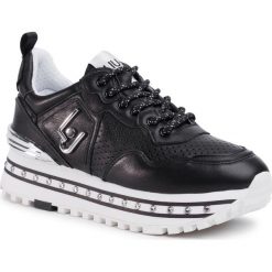 Sneakersy LIU JO - Maxi Alexa BXX051 P0102 Black 22222. Czarne półbuty damskie Liu Jo, na co dzień, bez wzorów, ze skóry, bez obcasa, na koturnie, bez zapięcia. W wyprzedaży za 469,00 zł.