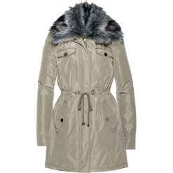 Kurtka parka ze sztucznym futerkiem bonprix khaki. Szare kurtki damskie bonprix, bez wzorów, bez kaptura. Za 189,99 zł.