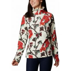 COLUMBIA Bluza damska Glacial IV Print 1/2 Zip S biała/różowa. Różowe bluzy sportowe damskie Columbia, s, bez wzorów, z polaru, bez rękawów, bez kaptura. Za 171,00 zł.