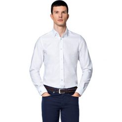 Koszula Biała Mikrowzór Graciosa. Białe koszule męskie LANCERTO, m, z haftami, z bawełny, eleganckie, z klasycznym kołnierzykiem, bez rękawów. Za 299,90 zł.