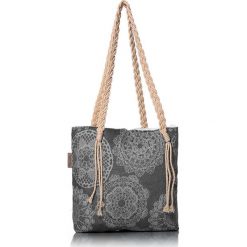 Torba plażowa "Lace" w kolorze antracytowym - 40 x 50 cm. Szare torby damskie na zakupy marki Begonville, z bawełny. W wyprzedaży za 108,95 zł.