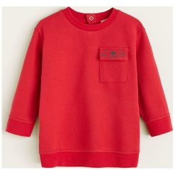 Mango Kids - Bluza dziecięca Bigotis 80-104 cm. Czerwone bluzy chłopięce Mango Kids, z haftami, z bawełny, bez rękawów, bez kaptura. Za 59,90 zł.
