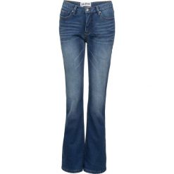 Dżinsy dresowe ocieplane BOOTCUT bonprix niebieski. Niebieskie jeansy damskie bonprix, z jeansu. Za 79,99 zł.