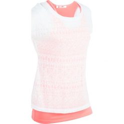 Shirt sportowy 2 w 1, krótki rękaw bonprix biało-neonowy łososiowy. Białe bluzki sportowe damskie marki bonprix, z krótkim rękawem. Za 89,99 zł.