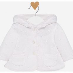 Mayoral - Kardigan dziecięcy 65-86 cm. Białe swetry dziewczęce Mayoral, z bawełny, z kapturem, krótkie. W wyprzedaży za 99,90 zł.