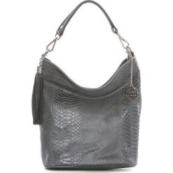 Shopper bag damskie: Skórzana torebka w kolorze antracytowym – 26 x 28 x 12 cm