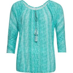 Shirt z materiału w optyce dżinsu bonprix turkusowo-zielony "washed". Zielone koszulki damskie bonprix, bez wzorów, bez kołnierzyka. Za 54,99 zł.