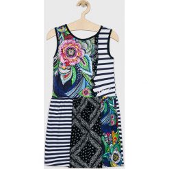 Desigual - Sukienka dziecięca 128 cm. Niebieskie sukienki dziewczęce Desigual, z bawełny, casualowe, rozkloszowane. W wyprzedaży za 129,90 zł.