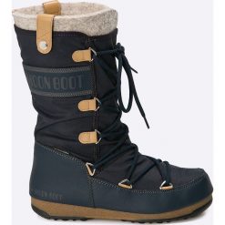 Moon Boot - Śniegowce Monaco Felt. Niebieskie śniegowce damskie Moon Boot, z materiału, na sznurówki. W wyprzedaży za 499,90 zł.
