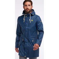 Parka przeciwdeszczowa w kolorze granatowym. Niebieskie płaszcze męskie Schmuddelwedda, s, bez wzorów, bez kaptura. W wyprzedaży za 343,95 zł.