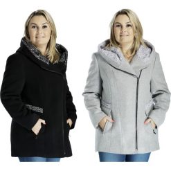 Elegancka ocieplana kurtka zimowa z kapturem PLUS SIZE ZIMA. Szare kurtki damskie Moda Size Plus Iwanek, na zimę, plus size, bez wzorów, z wełny, eleganckie, z kapturem. Za 319,00 zł.