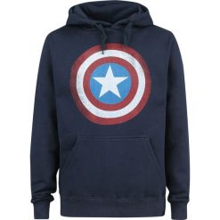 Captain America Shield Logo Bluza z kapturem granatowy. Brązowe bluzy męskie rozpinane marki Black Premium by EMP, xxl, z kapturem. Za 144,90 zł.